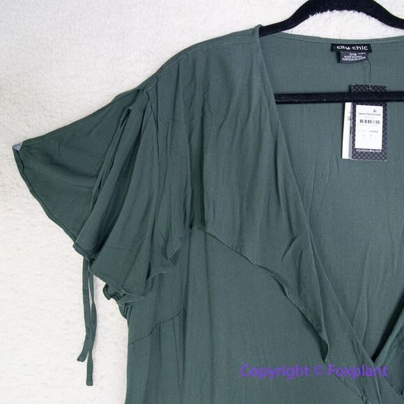 New! City Chic Fiesta Fun Maxi Dress in olive jungle green, plus size 16 - Picture 7 of 16